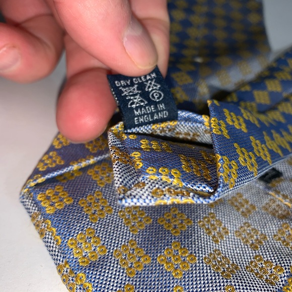 authentic BURBERRY 100% silk NECKTIE blue/yellow - Picture 5 of 8